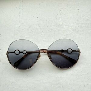 Chloe Round Gradient Smoke Lens Sunglasses - Gold Frame